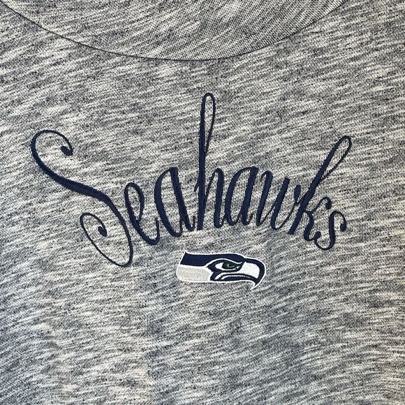 Seahawks Sweatshirt Women’s XL Cotton Navy Blue Heathered Cowl Neck Embroidered - Picture 2 of 6
